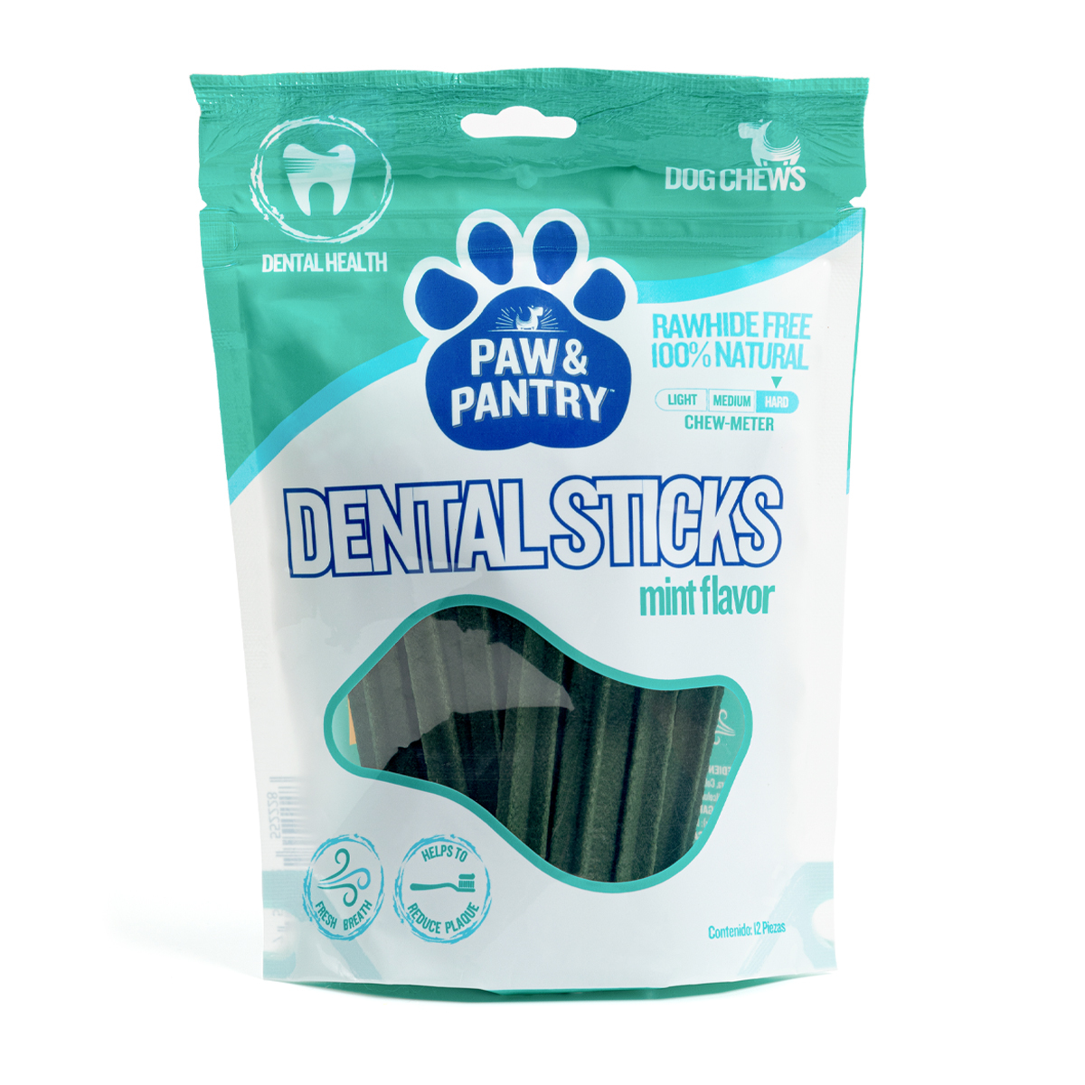 Paw & Pantry Dental Sticks Masticables para Salud Dental Sabor Menta para Perro, 12 Piezas