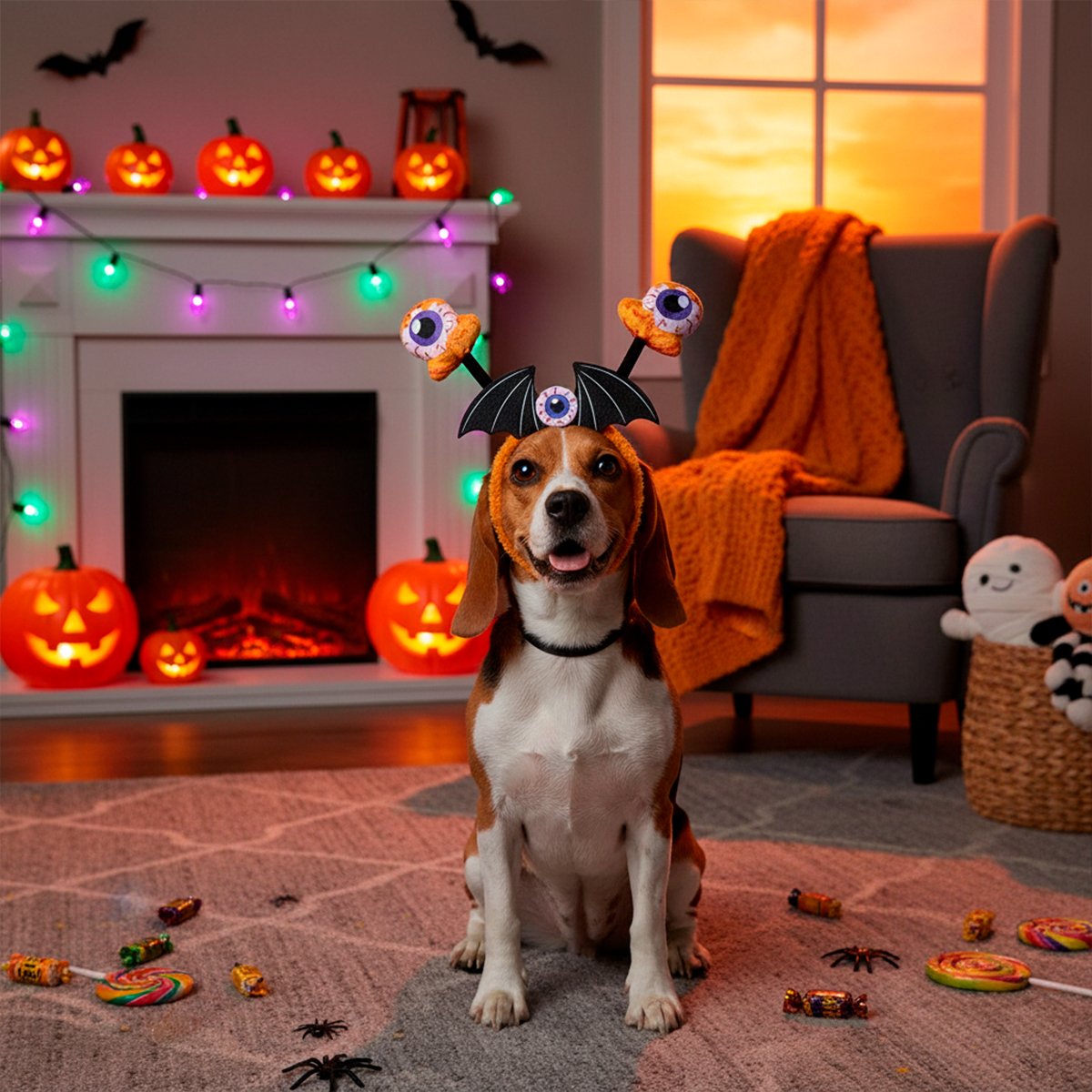 Bootique Halloween Disfraz Diadema de Ojos para perro, Grande/X-Grande