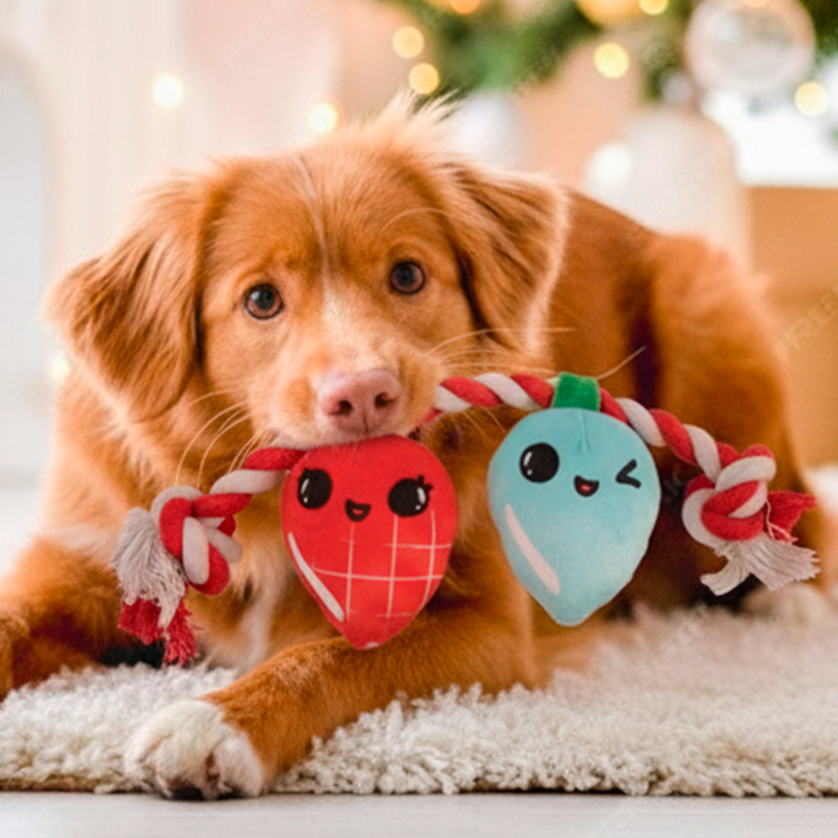 Latipaw Holiday Juguete de Cuerda con Focos Navideños de Peluche para Perro, Chico