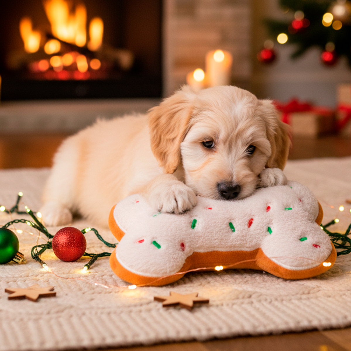 Latipaw Holiday Peluche Diseño Hueso de Jengibre para Perro, Mediano