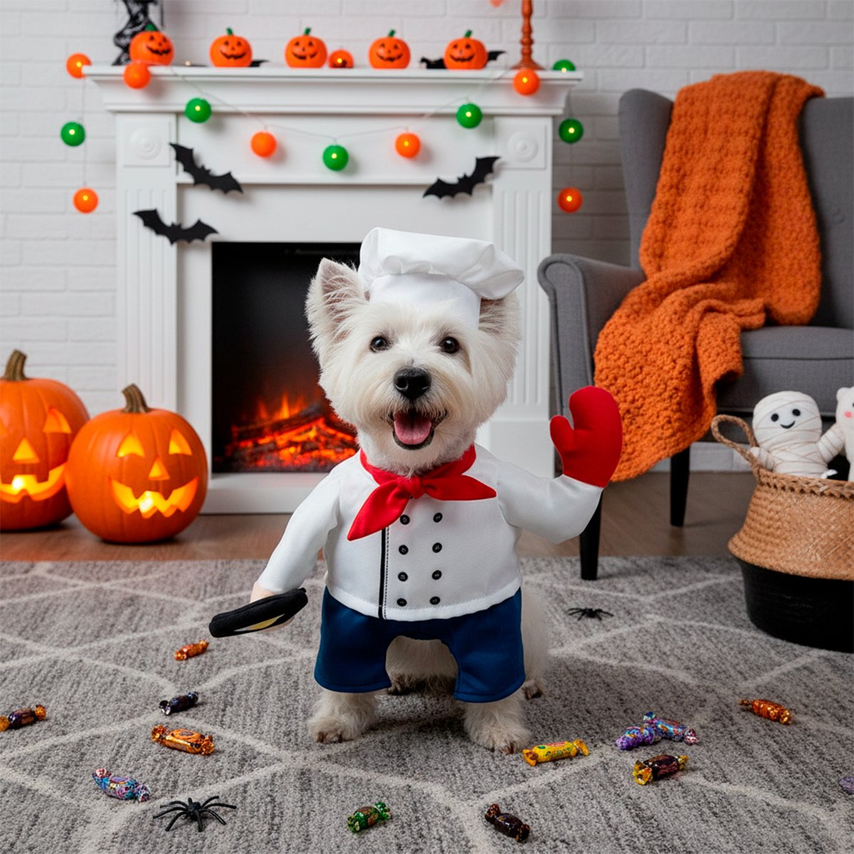 Bootique Halloween Disfraz Chef para Perro, Mediano