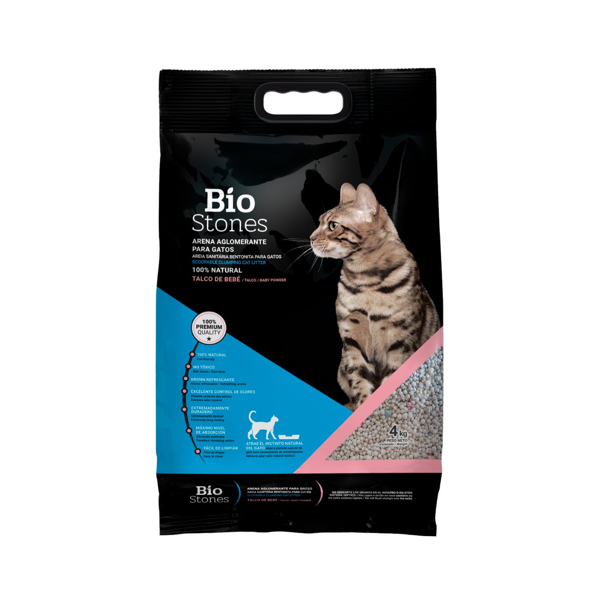 Bio Stones Arena Aglutinante de Bentonita Aroma Lavanda para Gato, 4 kg