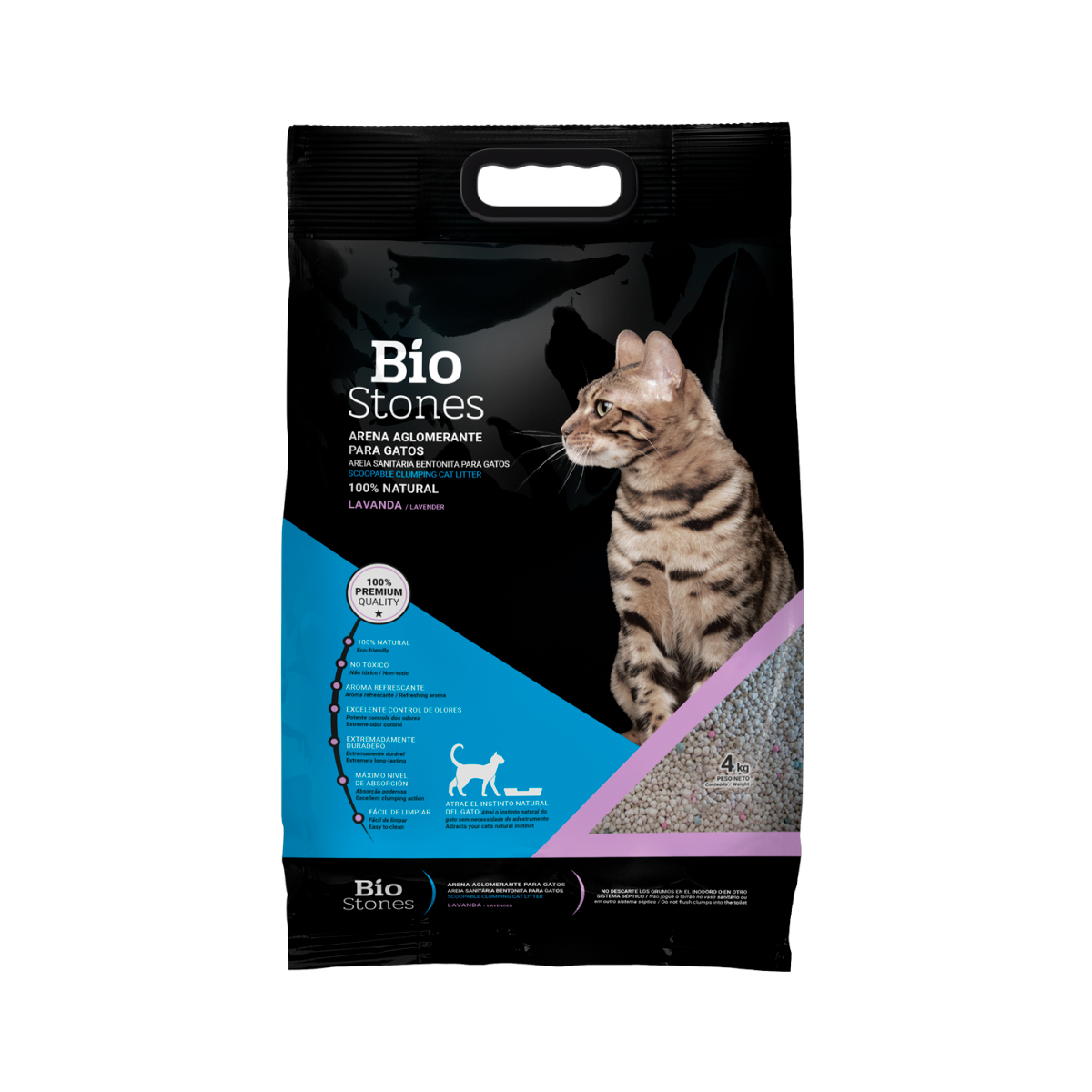 Bio Stones Arena Aglutinante de Bentonita Aroma Talco de Bebé para Gato, 8 kg