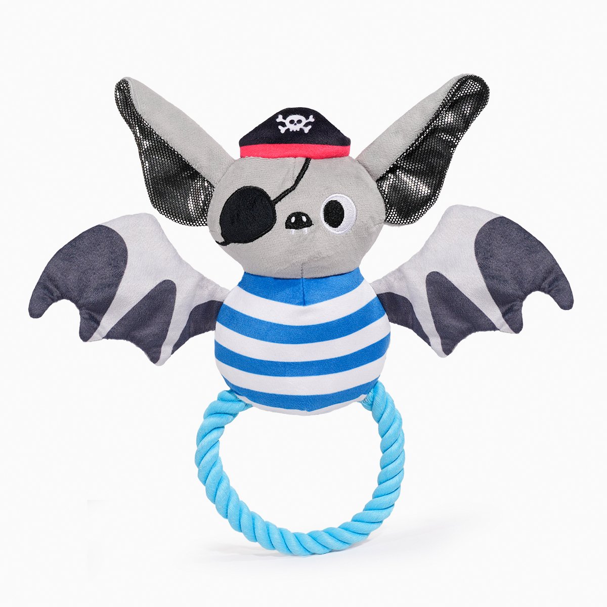 HugSmart Halloween Juguete de Cuerda con Peluche Murciélago Pirata para Perro, Mediano