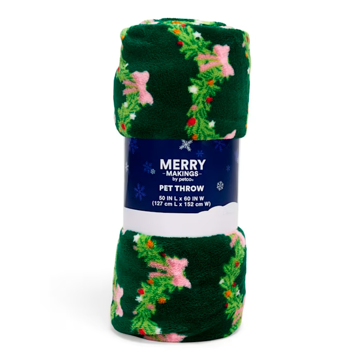 Merry Makings Holiday Cobija Verde de Felpa Patrón Guirnalda para Perro, Unitalla