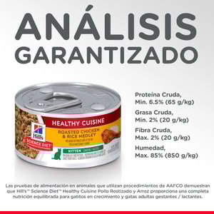 Hill's Science Diet Healthy Cuisine Alimento Húmedo Estofado para Gatito Receta Pollo, 79 g
