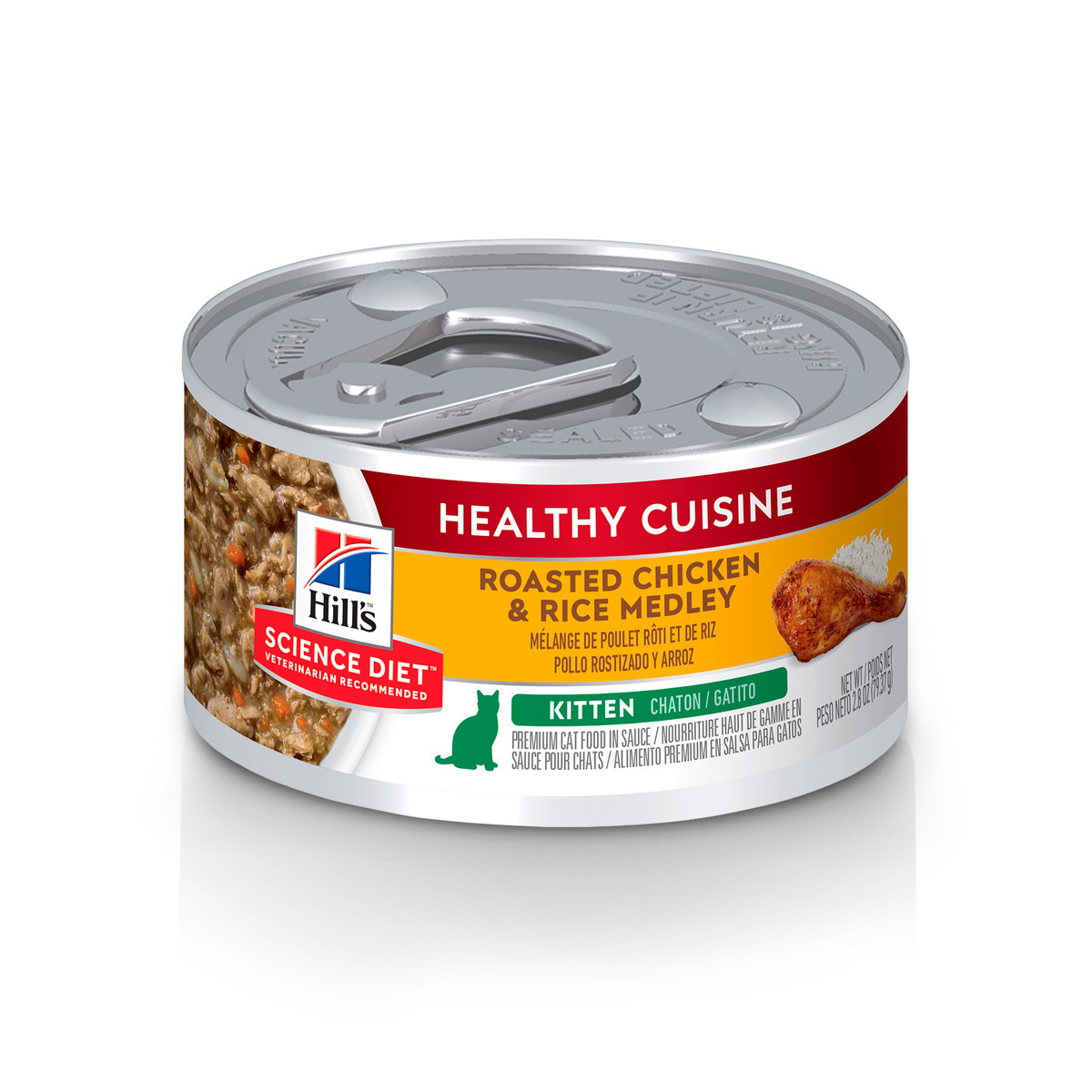 Hill's Science Diet Healthy Cuisine Alimento Húmedo Estofado para Gatito Receta Pollo, 79 g