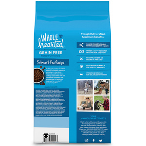 WholeHearted Libre de Granos Alimento Natural para Perro Todas las Edades Receta Salmón y Chícharo, 11 kg