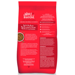 WholeHearted Libre de Granos Alimento Natural para Perro Todas las Edades Receta Res y Chícharo, 2.2 kg