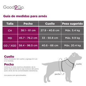 Good2Go Arnés Reflejante Ajuste Romano Color Negro para Perro, Grande/X-Grande
