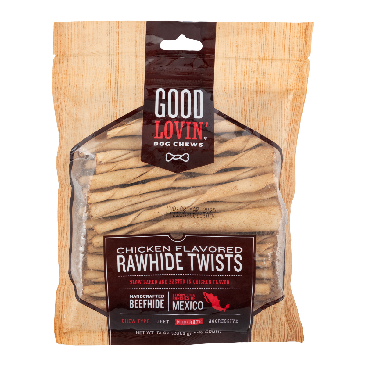 Good Lovin' Carnaza Twists Pollo para Perro, 40 Piezas