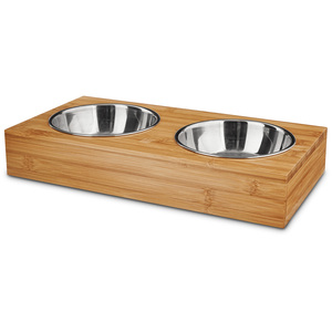 Harmony Comedero Doble de Madera con Tazones de Acero Inoxidable para Perro, Chico Harmony Comedero Doble de Madera con Tazones de Acero Inoxidable para Perro, Chico