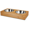 Harmony Comedero Doble de Madera con Tazones de Acero Inoxidable para Perro, Chico Harmony Comedero Doble de Madera con Tazones de Acero Inoxidable para Perro, Chico