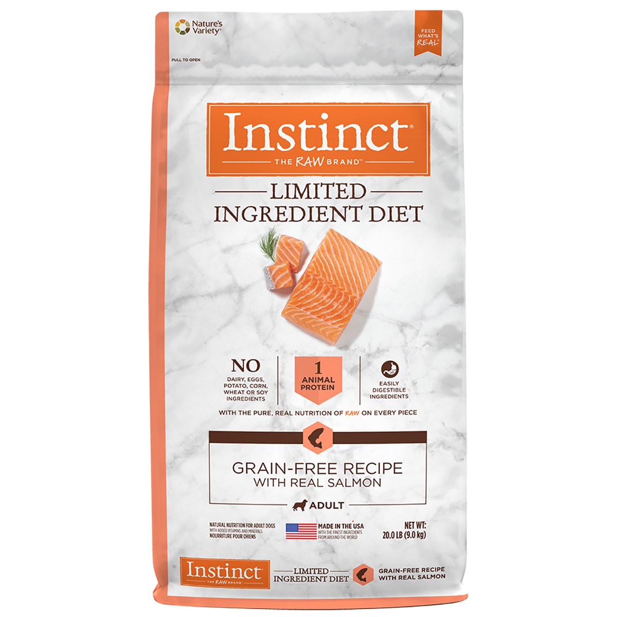 Instinct LID Alimento Natural Seco para Perro Adulto Receta Salmón, 9 kg