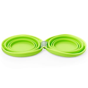 EveryYay Bowl Doble Colapsable de Silicón Color Verde con Zip para Perro, Grande