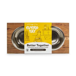 EveryYay Better Together Comedero Elevado Doble de Madera con Tazones de Acero Inoxidable para Perro, Mediano EveryYay Better Together Comedero Elevado Doble de Madera con Tazones de Acero Inoxidable para Perro, Mediano