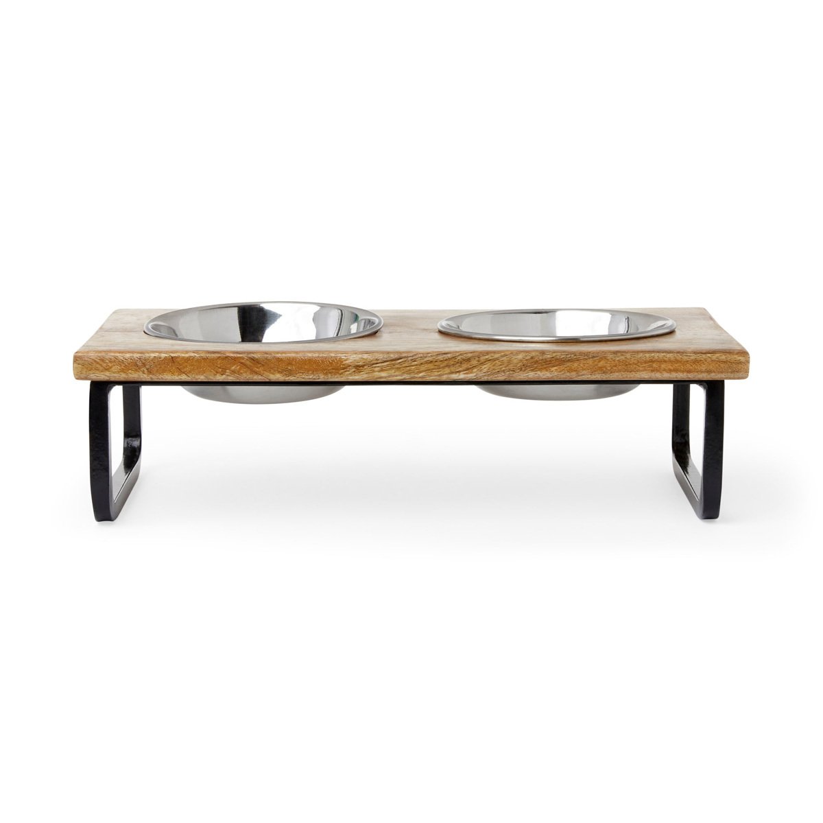 EveryYay Better Together Comedero Elevado Doble de Madera con Tazones de Acero Inoxidable para Gato, Chico