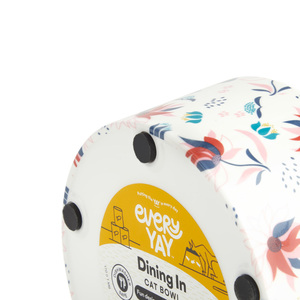 EveryYay Dining Time Tazón de Melamina con Estampado Blanco Floral para Gato, Mediano