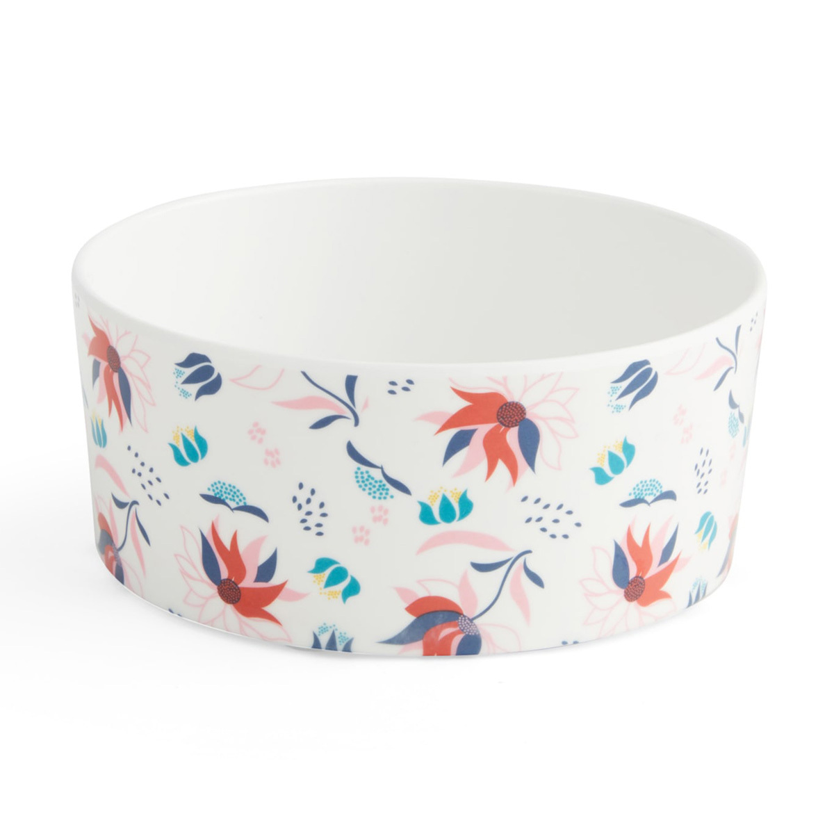 EveryYay Dining Time Tazón de Melamina con Estampado Blanco Floral para Gato, Mediano