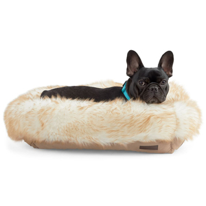 Reddy Cama Suave de Piel Sintética Color Arena para Perro, Chico