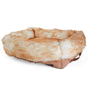 Reddy Cama Suave de Piel Sintética Color Arena para Perro, Chico