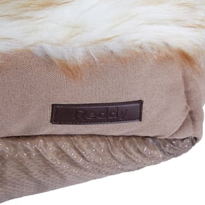 Reddy Cama Suave de Piel Sintética Color Arena para Perro, Chico