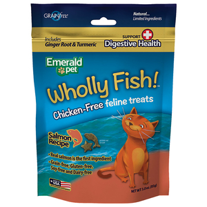 Wholly Fish Premio Salud Digestiva Sabor Salmón para Gato, 85 g