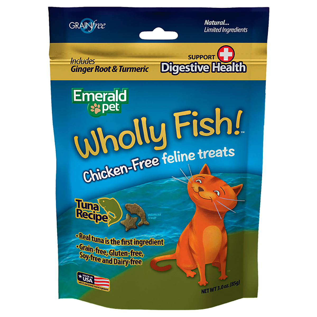 Wholly Fish Premio Salud Digestiva Sabor Atún para Gato, 85 g