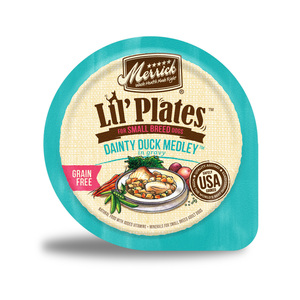Merrick Lil' Plates Alimento Húmedo Natural para Perro Raza Pequeña Todas las Edades Receta de Pato, 99 g
