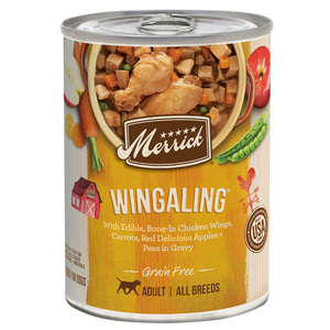 Merrick Wingaling Alimento Húmedo Natural sin Granos para Perro de Todas las Etapas de Vida y Tamaños Receta de Pollo, 360 g