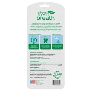 Tropiclean Total Care Kit de Tratamiento Dental Gel + Gotas y Cepillo para Perro Adulto Raza Pequeña, 3 Piezas