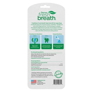 Tropiclean Total Care Kit de Tratamiento Dental Gel + Gotas y Cepillo para Perro Adulto Raza Mediana/Grande, 3 Piezas