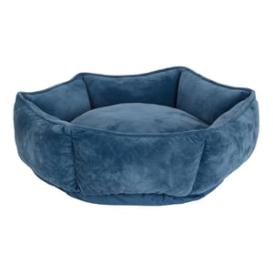 Kenwood & Co Cama Hexagonal Bordes Altos de Terciopelo Color Azul para Perro, Chico