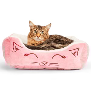 EveryYay SnoozeFest Cama Rectangular con Cara de Gato para Gato Color Rosa EveryYay SnoozeFest Cama Rectangular con Cara de Gato para Gato Color Rosa