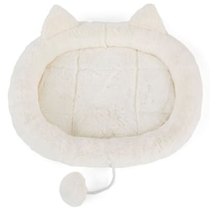 EveryYay SnoozeFest Cama Ovalada Plana con Orejas y Cola para Gato Color Blanco EveryYay SnoozeFest Cama Ovalada Plana con Orejas y Cola para Gato Color Blanco