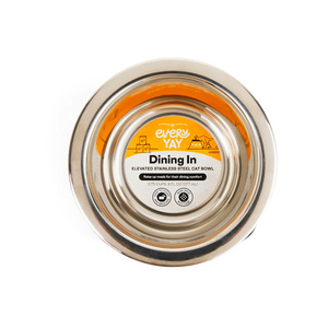 EveryYay Tazón de Acero Inoxidable con Base Metálica para Gato, 0.75 Tazas