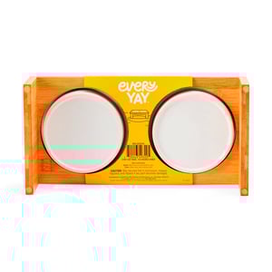 EveryYay Set de Tazones Elevados con Base de Bambú Diseño Silueta Felina para Gato, 0.75 Tazas