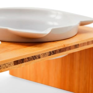 EveryYay Set de Tazones Elevados con Base de Bambú Diseño Silueta Felina para Gato, 0.75 Tazas
