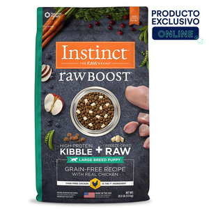 Instinct Raw Boost Alimento Natural para Cachorro Raza Grande Receta Pollo, 9.07 kg