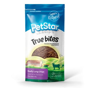 PetStar True Bites Premios Deshidratados Chips de Pulmón de Res para Perro, 40 g