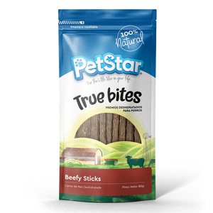 PetStar True Bites Premios Deshidratados Palitos de Res para Perro, 80 g