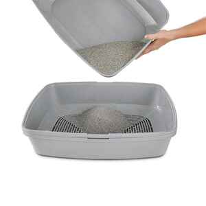 Sophresh Arenero Tipo Bandeja Cernidor con Borde para Gato, Gris/Turquesa