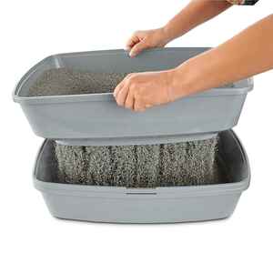 Sophresh Arenero Tipo Bandeja Cernidor con Borde para Gato, Gris/Turquesa