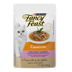 Fancy Feast Casserole Alimento Húmedo para Gato Adulto Receta Atún y Salmón, 85 g