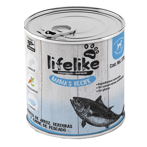Lifelike Mama's Recipe Alimento Húmedo para Perro Adulto Todas las Razas Receta Arroz y Verduras con Carne de Pescado, 370 g