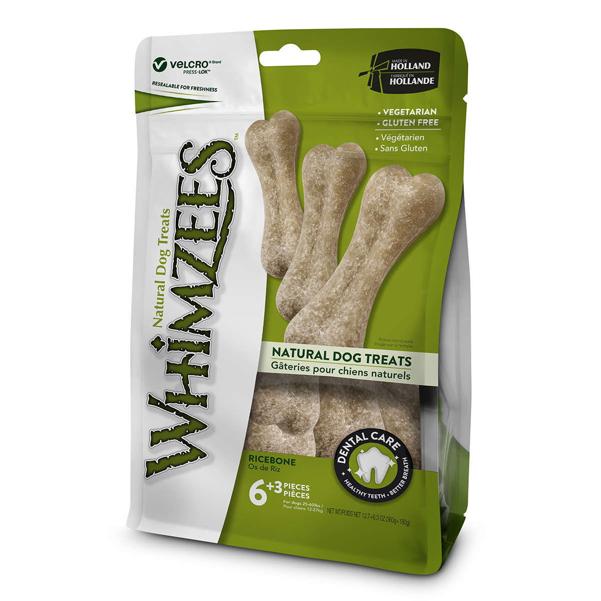 Whimzees Ricebone Premio Dental Vegetariano Hecho de Arroz para Perro, 9 Piezas