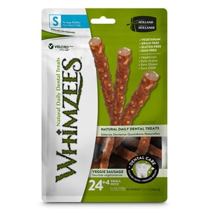 Whimzees Veggie Sausage Premio Dental Vegetariano Chico para Perro, 24 Piezas Whimzees Veggie Sausage Premio Dental Vegetariano Chico para Perro, 24 Piezas
