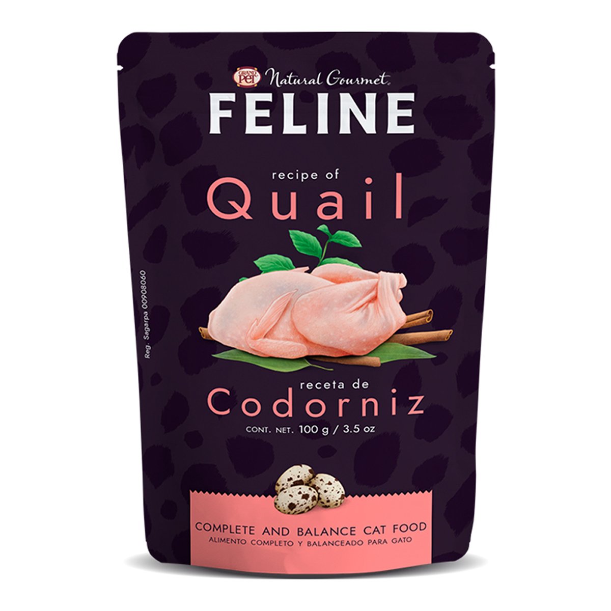 Natural Gourmet Feline Alimento Natural Húmedo para Gato Receta Codorniz, 85 g