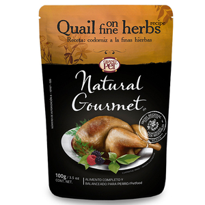 Natural Gourmet Alimento Natural Húmedo para Perro Receta Codorniz a las Finas Hierbas, 100 g