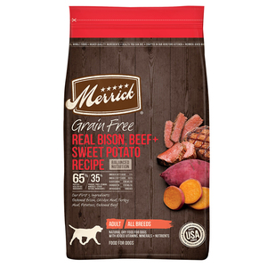 Merrick Alimento Natural sin Granos para Perro Adulto Todas las Razas Receta Bisonte y Res, 9.9 kg